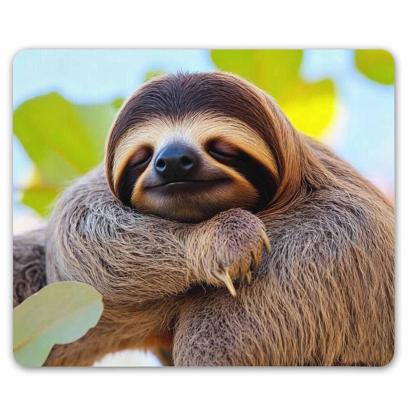 Smooffly Happy Sloth Mouse Pad,Funny Sloth in Costa Rica's Manuel Antonio Park Customized Rectangle Non-Slip Rubber Mousepad - Image 1